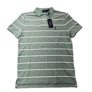 Polo Ralph Lauren Mesh Polo Shirt Mens XS Green Stripe Golf Cotton $110 NEW